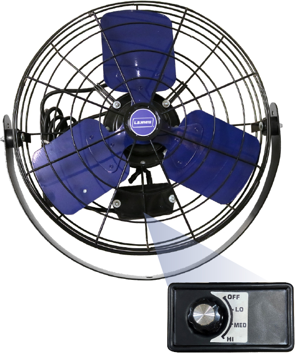 L.B. White Stir Fans for poultry buildings.