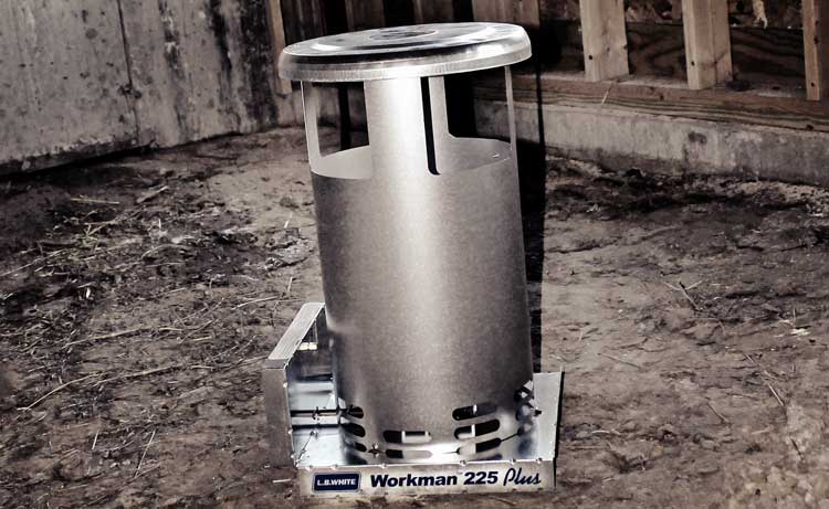 Workman convection heater at a construction site.