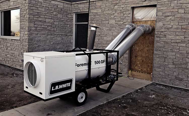 Foreman Indirect-Fired Heater at a residential construction site.