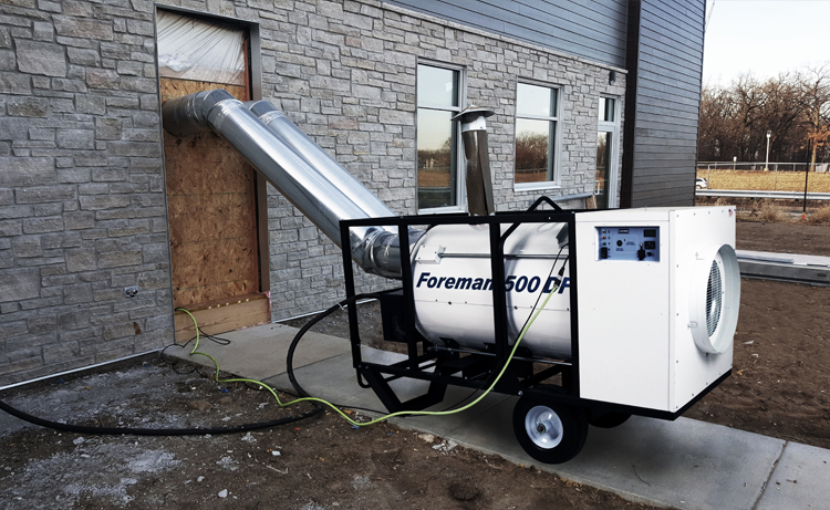 Foreman Indirect-Fired Heater at a residential construction site.