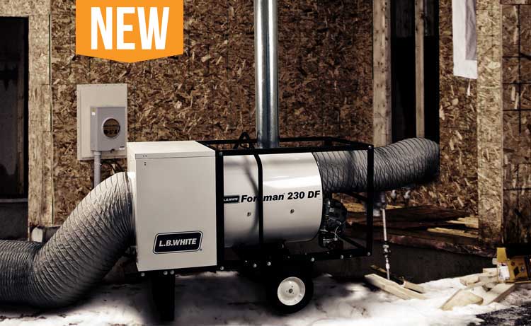 The Ductable Foreman 230 DF heating a residental work site.